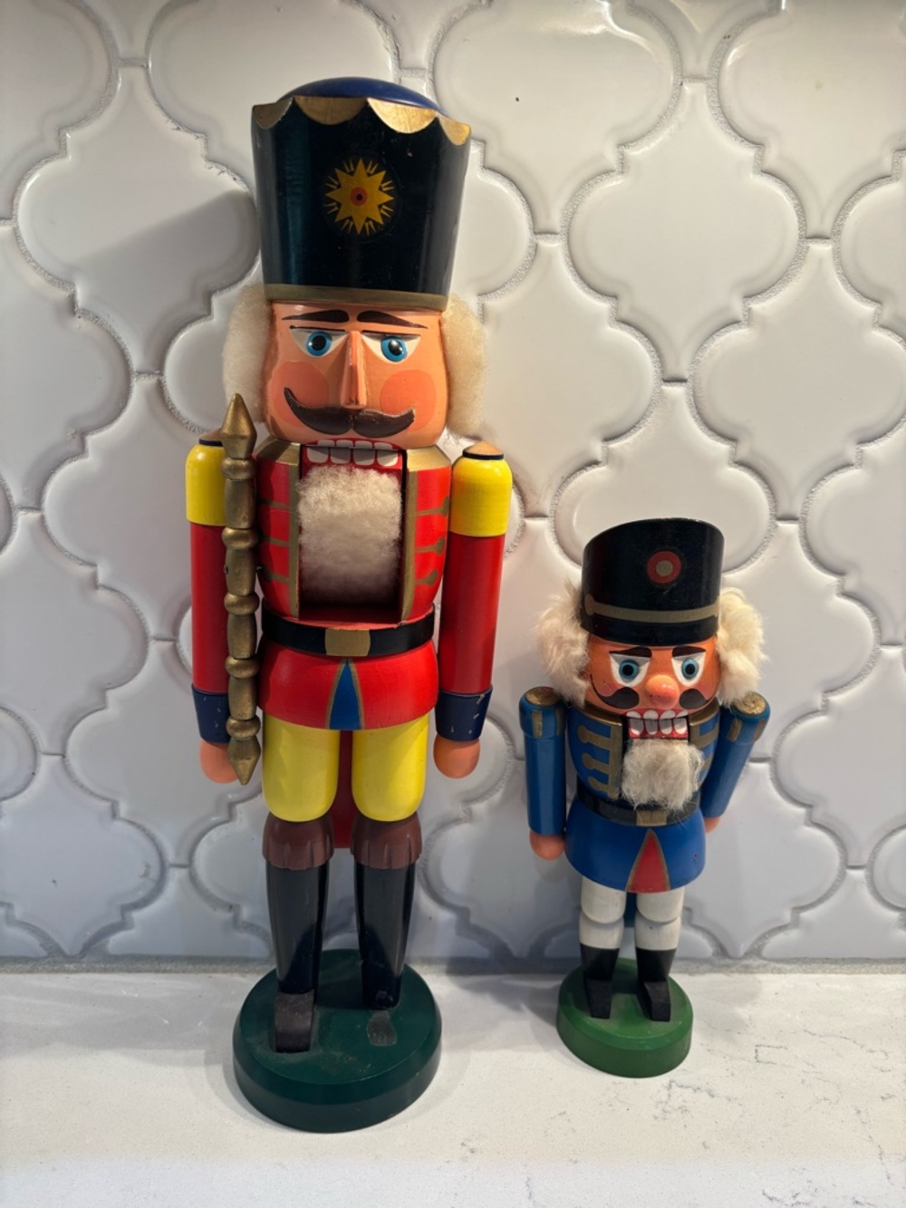 Vintage German Erzgebirge wooden nutcrackers King and soldier figures